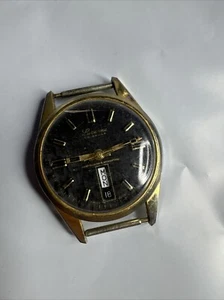 Vintage Lucerne Calender Watch Not Working Gold Tone Missing Crown - Picture 1 of 6