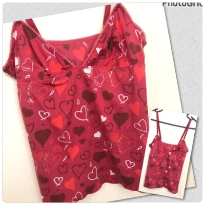 Camiseta sin mangas EMPORIO ARMANI pequeña íntima camisola corazones rojos correa ajustable Foto 1 de 4