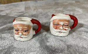 Lot of 2 Vintage Ceramic Santa Claus Face Mug Cup, Made In Japan, MCM - Picture 1 of 10