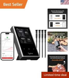 Sync Termometro Carne Wireless Quad | 4 Sonde | 6 Sensori | Display LCD | Wi... - Foto 1 di 8