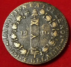 louis XVI ♦ 12 Deniers ♦ 1791 AA ♦ Metz ♦ BRONZE RARE ! TTB - Imagen 1 de 2