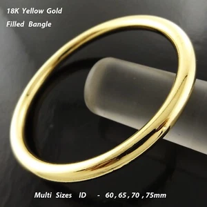 Bangle Real 18K Yellow Gold Filled Solid Multi Size Statement 6mm Cuff Bracelets - Picture 1 of 9