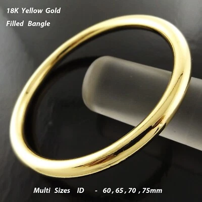 Bangle Real 18K Yellow Gold Filled Solid Multi Size Statement 6mm Cuff Bracelets - Image 1 of 3