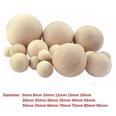 MARKENLOS 6mm 8mm 10mm-90mm Durchmesser Naturholz Craft Holzkugeln Sphere Craft Supplies
