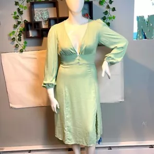 Cupshe High Waist Elegant V Neck Lantern Sleeve cocktail Midi Dress RefCPS17 - Picture 1 of 8