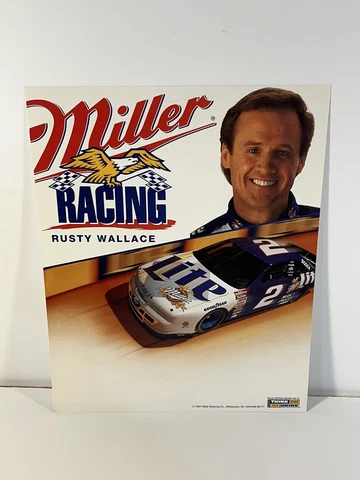 nascar postcard, 1997, Rusty Wallace #2, Miller Lite, 8x10 Cover