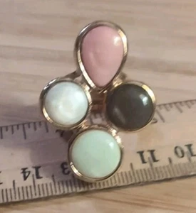 Vintage Gold Tone Jeweled Adjustable Ring - Picture 1 of 3