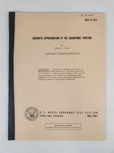 Quadratic Approximation Of The Logarithmic Function By Eldon Dunn China Lake, CA - Picture 1 of 9
