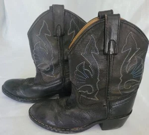 Black kids leather boots Masterson Boot Co size 11.5 Style D cowboy - Imagen 1 de 2