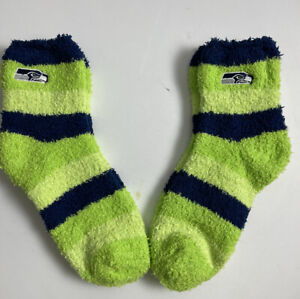 2 PAIR SET! Seattle Seahawks FBF Women’s Cozy Fuzzy Sleep Socks. OSFM.  (FZ1)
