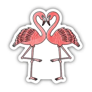 Rosa Flamingos Herz Aufkleber - Bild 1 von 2