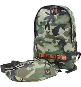 TRUE RELIGION CAMO BACKPACK + WAISTPACK LAPTOP 15" 2 BAGS IN 1 TR102287 $99 NEW