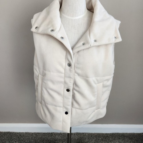 OFF WHITE Giubbotto giacca donna Jules Kae XS bianco sporco vegan ecopelle scamosciata nuovo con etichette snap