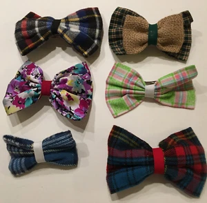 Girls Hair Bows lot of 6 HOMEMADE VARIETY 4 - 5" - Picture 1 of 11