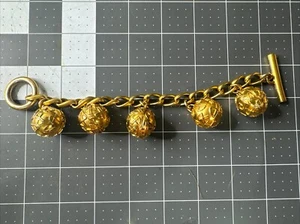 Vintage 80s Signed Jean Patou Paris Sphere Charms Bracelet Rare - Picture 1 of 4
