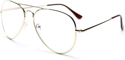 男士眼镜透明镜片行政太阳镜金色金属 80 年代 90 年代风格 Lentes — 第 1/4 张图片