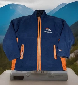 Vintage NFL Denver Broncos Zip-Up Men's Reversible Fleece Jacket 90s Pro Player - Picture 1 of 8
