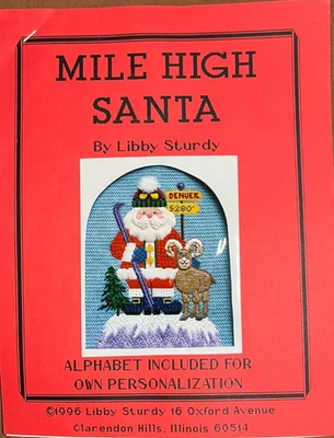 Libby Sturdy, Mile High Santa, Printed Needlepoint Canvas - Image 1 of 3