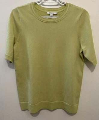 Chico’s 0 (S) Verde Claro Manga Corta Tejido Suéter Camiseta Ribete Acanalado Suave Elastizado Foto 1 de 4