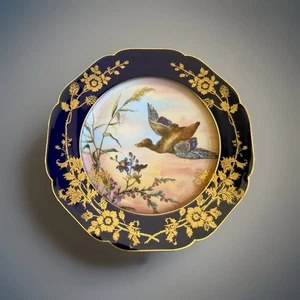 Antique Havilland & Co. Depose Limoges Cobalt & Gold Plate with Duck, C 1880 - Picture 1 of 5