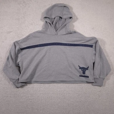 Sudadera con Capucha Under Armour Mujer Grande Gris Project Rock Crop Bull Suelta Foto 1 de 4