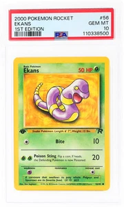 PSA 10 2000 Pokemon Team Rocket #56 EKANS 1st Edition First Pokemon TCG Card - Picture 1 of 2