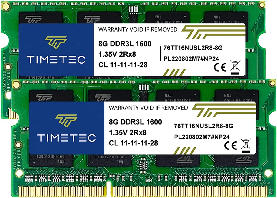 Timetec 16GB Kit(2X8Gb) DDR3L/DDR3 1600Mhz(Ddr3L-1600) PC3L-12800 Non-Ecc Unbuff