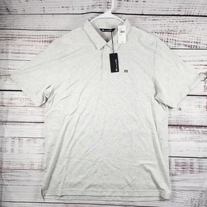 NWT TravisMathew Classy Polo Shirt Heather White Size XL Golf Performance - Picture 1 of 8