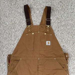 Vtg Carhartt Bib Duck Overalls Quilt Lined -USA Made 6FBQZ- Double Knee 40x28 - Picture 1 of 11