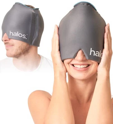 HM HALO MASK Halos Migraine Relief Cap - Wearable Ice Pack Cold Wrap Hat -Reusable Therapy