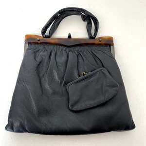 Jane Shilton Vintage Black Handbag and Matching Purse Soft Leather 1950s 1960s - Imagen 1 de 11