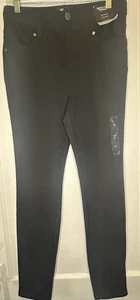 SIMPLY VERA Wang Medium schwarze skinny polierte Twill hoch geschnittene Damenhose neu mit Etikett - Bild 1 von 12