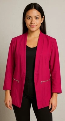 Blazer Lane Bryant Mujer Fucsia Frente Abierto Alto Bajo Talla 20 Ropa Profesional Oficina Foto 1 de 4