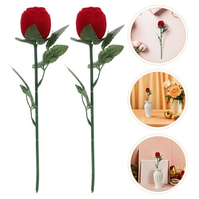 6 PCS Wedding Ring Box Engagement Container Red Rose Rings Holder - Image 1 of 4