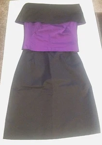 NWT Carolina Herrera Couture brown/purple skirt suit, 8, off shoulder - Picture 1 of 3