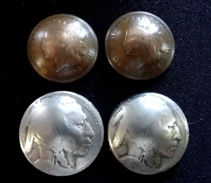 Domed Buffalo Nickels & Domed Indian Head Pennies - Picture 1 of 9