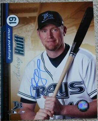 Foto autografiada firmada por Aubrey Huff de 8x10 Tampa Bay Devil Rays Giants Orioles Foto 1 de 2