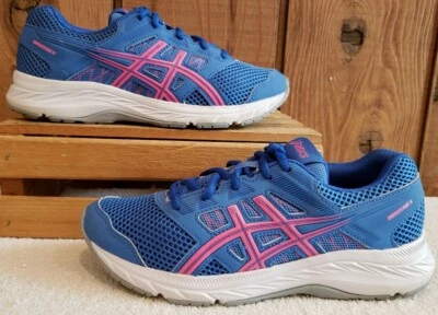 Кроссовки беговые ASICS Gel-Contend 5 повседневные беговые синие/розовые 1014A049 размер 5 M - Изображение 1 из 4