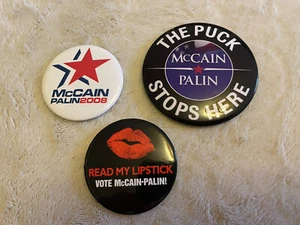 John McCain Palin President 2008 campaign pins Lot Of 3 - Picture 1 of 3