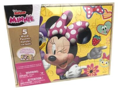 Juego de rompecabezas de madera Disney Minnie Mouse con caja de almacenamiento 5 rompecabezas Foto 1 de 4