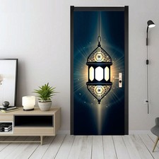  Portable Lamp Pattern Door Stickers Adhesive Waterproof Door Decals Muslim DIY
