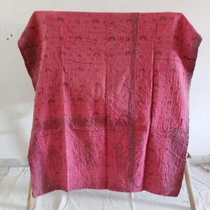 Colcha edredón Kantha rosa vintage india hecha a mano manta de algodón - Imagen 1 de 2