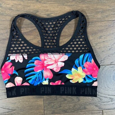 VICTORIA'S SECRET PINK Ultimate Sports Bra Black/Pink/Blue XS NWOT - Image 1 of 4