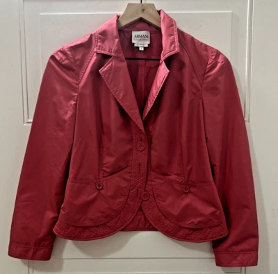 Armani Collezioni Jacket Women Size 4 Pink Lightweight Button Front Windbreaker - Image 1 of 4