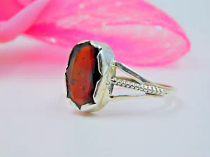 925 Sterling Silver Ring with Natural Hessonite Garnet Handcrafted Silver Ring - Picture 1 of 5