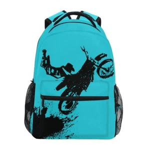 Motorcycle Blue Backpack School Book Bag Lightweight Laptop Backpack for Kids - Picture 1 of 6