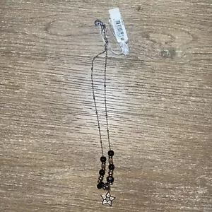 BROSWAY Necklace Man Stainless Steel with Black Beads Star Crystals-New! - Picture 1 of 4