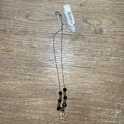 BROSWAY ожерелье человек из нержавеющей стали с черный бисер звезды кристаллы новый! - Изображение 1 из 4