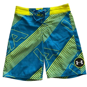 Under Armour Boardshorts blau & neongelb Loose Fit Heatgear Badeanzug Gr. 27 - Bild 1 von 10