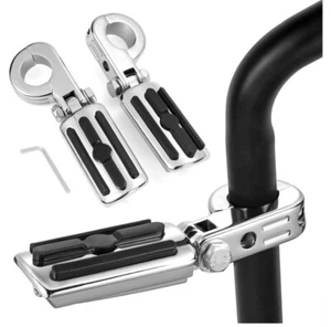 1 1/4" 32 mm Engine Guard Highway Pegs Footpegs Harley Honda Suzuki Chrome - Picture 1 of 8